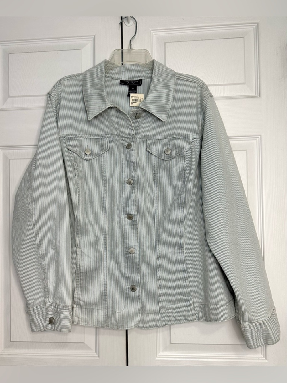 Charter Club Light Blue Striped Denim Jacket Sz 2X Cottagecore Cabincore NWT